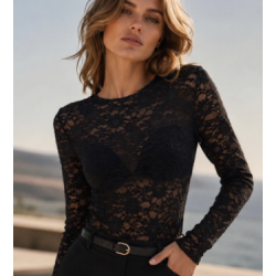 ISAKO KASI LACE BLOUSE BLACK
