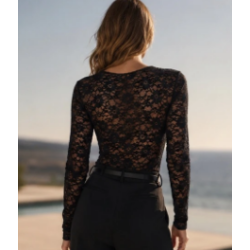 ISAKO KASI LACE BLOUSE BLACK