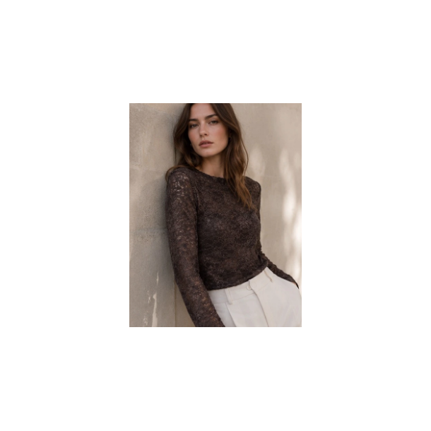 ISAKO KASI LACE BLOUSE BROWN 