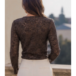 ISAKO KASI LACE BLOUSE BROWN 