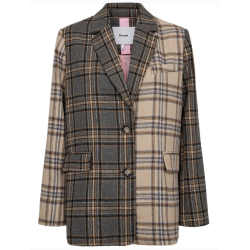 N�MPH NUAVEY CHECK BLAZER GREY MELANGE