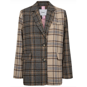 N�MPH NUAVEY CHECK BLAZER GREY MELANGE