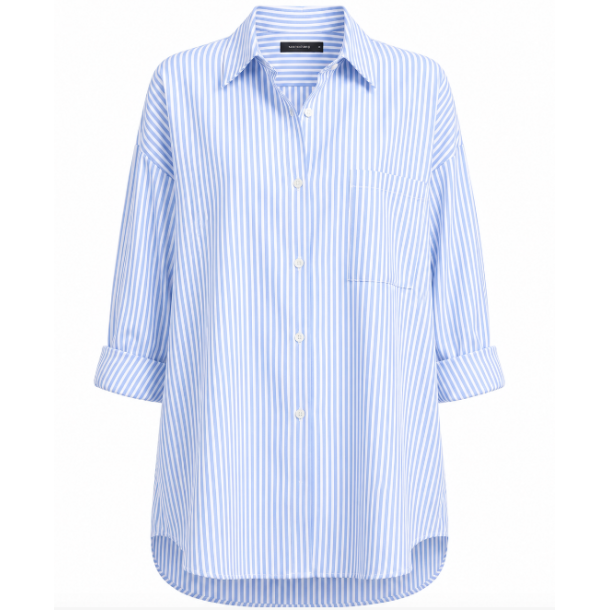 ISAKO YORKER CLASSIC SHIRT STRIP BLUE