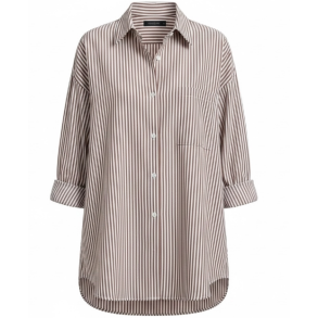 ISAKO YORKER CLASSIC SHIRT STRIP BROWN
