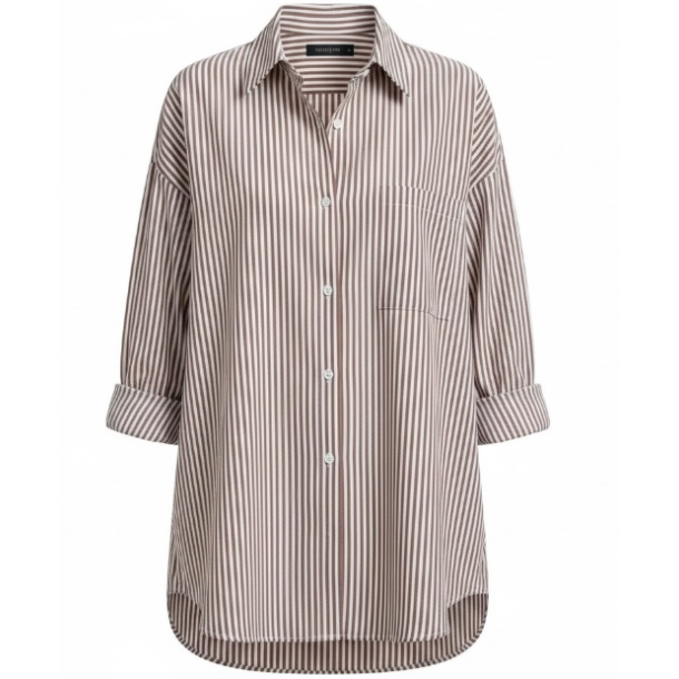 ISAKO YORKER CLASSIC SHIRT STRIP BROWN