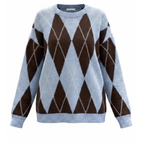 ISAKO HARLEKIN SWEATER BLUE/BROWN