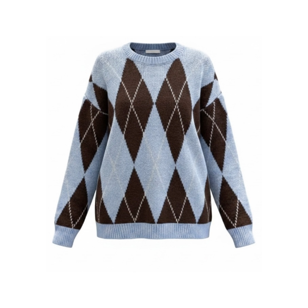 ISAKO HARLEKIN SWEATER BLUE/BROWN