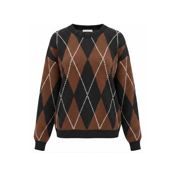 ISAKO HARLEKIN SWEATER BROWN/BLACK
