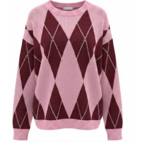 ISAKO HARLEKIN SWEATER BORDEAUX/PINK