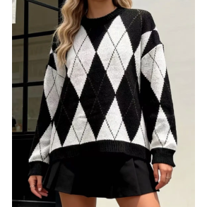 ISAKO HARLEKIN SWEATER OFF/BLACK 