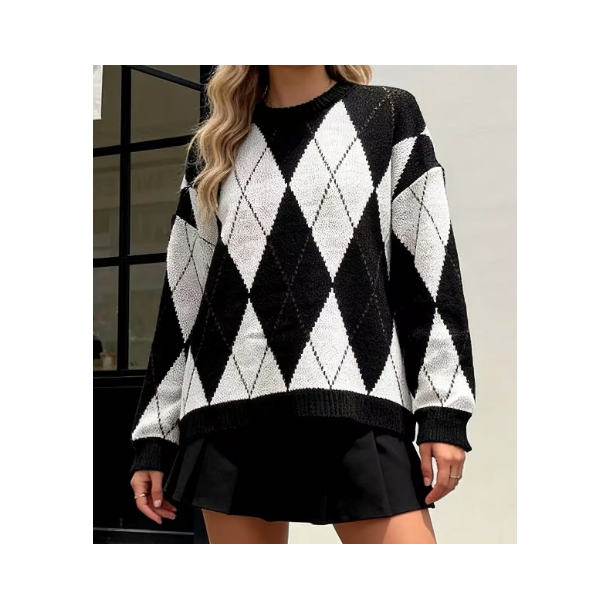 ISAKO HARLEKIN SWEATER OFF/BLACK 