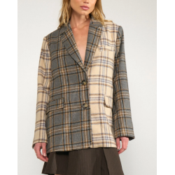 N�MPH NUAVEY CHECK BLAZER GREY MELANGE