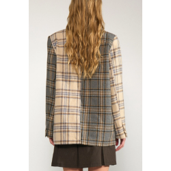 N�MPH NUAVEY CHECK BLAZER GREY MELANGE