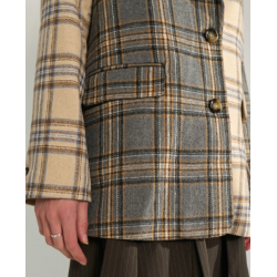 N�MPH NUAVEY CHECK BLAZER GREY MELANGE
