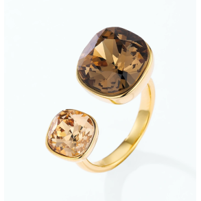 ISAKO TWO STONE GOLDEN BROWN RING