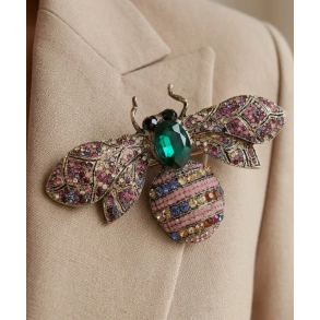 ISAKO BROOCH BIG BEE OLD ROSE