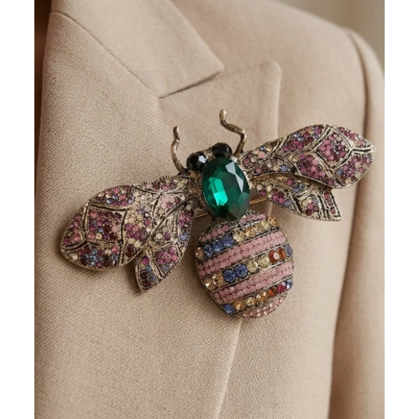 ISAKO BROOCH BIG BEE OLD ROSE