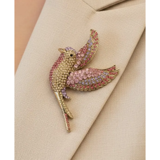 ISAKO BROOCH BIRD PINK