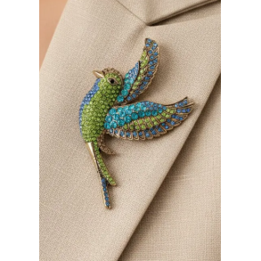 ISAKO BROOCH BIRD GREEN