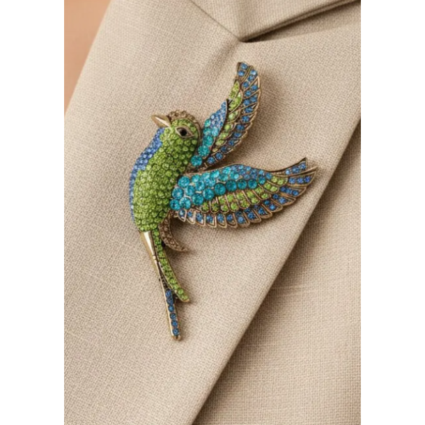 ISAKO BROOCH BIRD GREEN