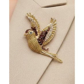 ISAKO BROOCH BIRD DARK ORANGE