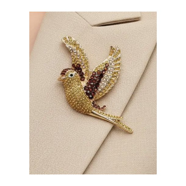 ISAKO BROOCH BIRD DARK ORANGE
