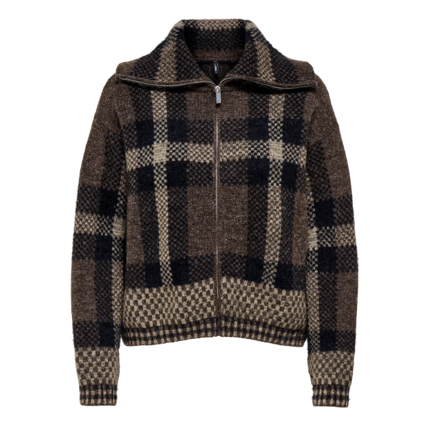 ONLY ONLMAROON ZIP CARDIDAN CHOCOLA CHOCOLATE