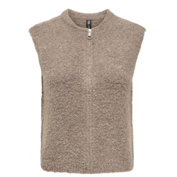 ONLY ONLBOUBLE O-NECK ZIPVEST BROWN