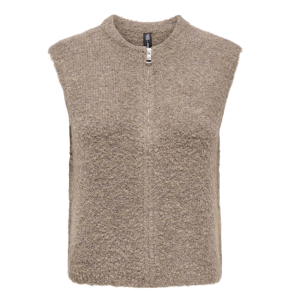 ONLY ONLBOUBLE O-NECK ZIPVEST BROWN