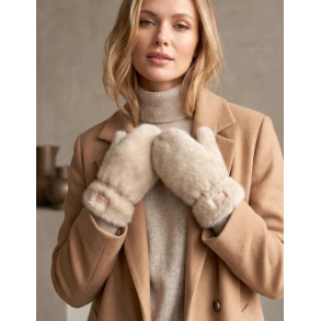 ISAKO FAUX FUR CELICA GLOVES BEIGE