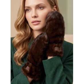 ISAKO FAUX FUR CELICA GLOVES BROWN