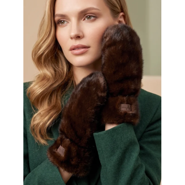 ISAKO FAUX FUR CELICA GLOVES BROWN