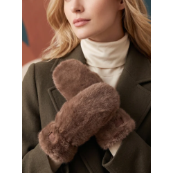 ISAKO FAUX FUR CELICA GLOVES TAUPE