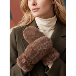 ISAKO FAUX FUR CELICA GLOVES TAUPE