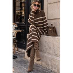 ISAKO GABRIELLA DRESS BROWN/CREAM