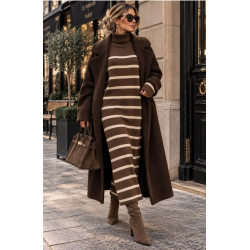 ISAKO GABRIELLA DRESS BROWN/CREAM