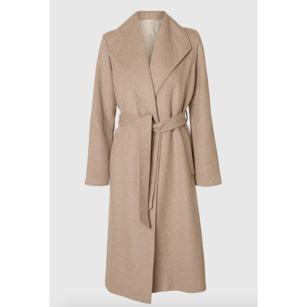 SELECTED FEMME SLFROSA WOOL BLEND COAT SAND
