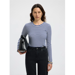 SELECTED FEMME SLFANNA CREW NECK TEE BLUE/WHITE