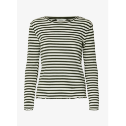 SELECTED FEMME SLFANNA CREW NECK TEE ARMY/WHITE