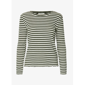 SELECTED FEMME SLFANNA CREW NECK TEE ARMY/WHITE