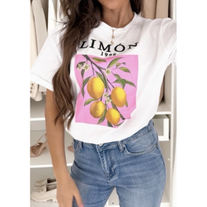 SASCHA PRINT TEE LIMON WHITE