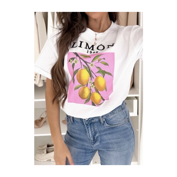SASCHA PRINT TEE LIMON WHITE