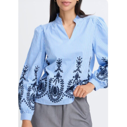 B.YOUNG BYXFAUSTA VNECK BLOUSE BLUE 