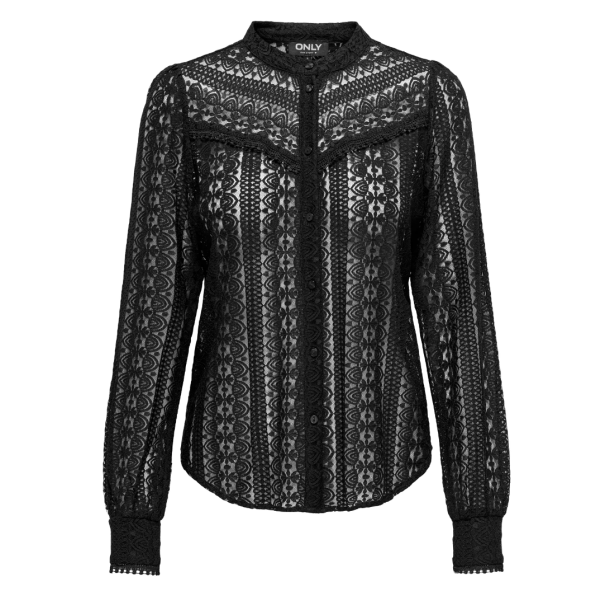 ONLY ONLREBA LACE L/S SHIRT BLACK
