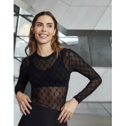 HYPE THE DETAIL MESH BLOUSE BLACK