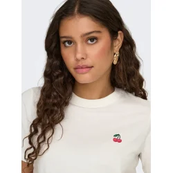 JACQUELINE de YONG JDYPISA PRINT TOP WHITE/CHERRY