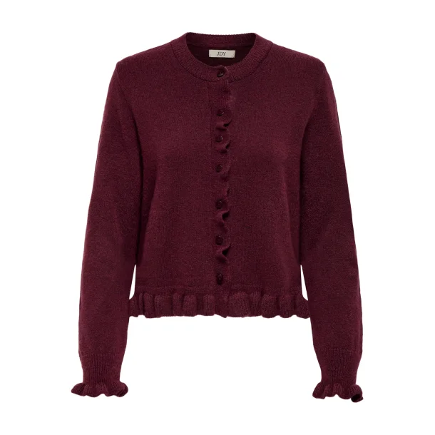 JACQUELINE de YONG JDYLETTY FRILL CARDIGAN BORDEAUX