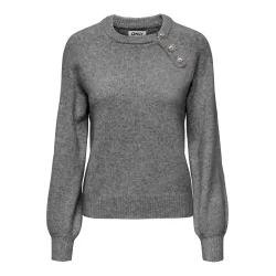 ONLY ONLLAUREN BUTTON KNIT M.GREY