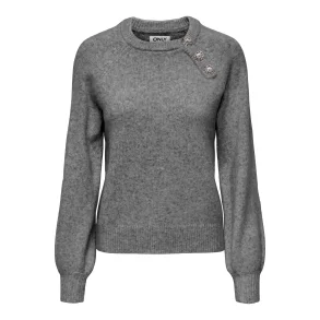 ONLY ONLLAUREN BUTTON KNIT M.GREY