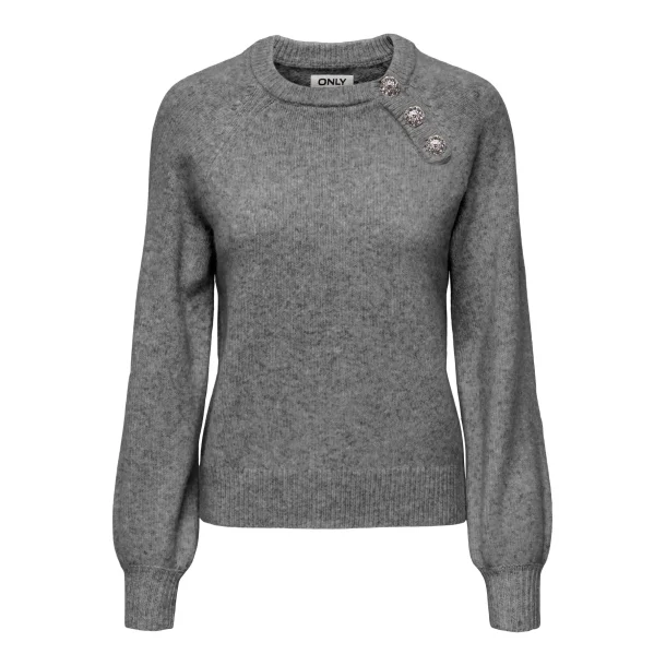 ONLY ONLLAUREN BUTTON KNIT M.GREY